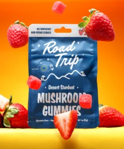 Experience the sweet power of Desert Stardust Strawberry Gummies—premium mushroom edibles designed to boost focus, reduce stress, and support overall wellness with delicious strawberry flavor.