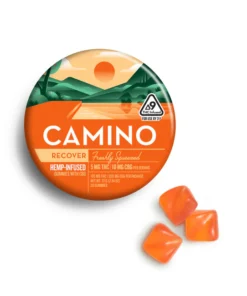 Experience recovery the natural way with Camino Freshly Squeezed 'Recover' Gummies—infused with 5mg THC and 10mg CBG for calm, balance, and post-activity relief.
