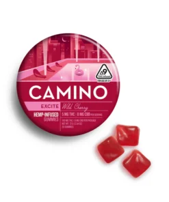 Experience uplifted vibes with Camino Wild Cherry 'Excite' 5mg Gummies. Premium cannabis edibles designed to energize your day